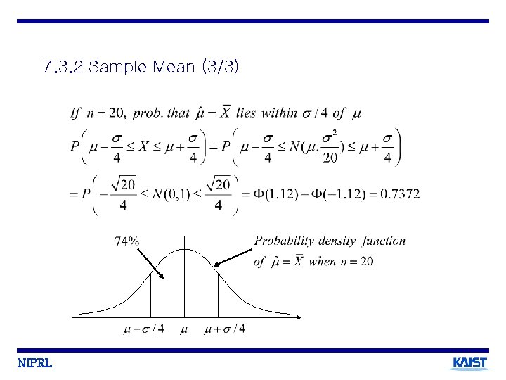 7. 3. 2 Sample Mean (3/3) NIPRL 