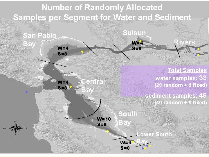 Number of Randomly Allocated Samples per Segment for Water and Sediment San Pablo Bay