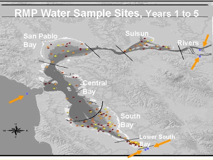 RMP Water Sample Sites, Years 1 to 5 Suisun San Pablo Bay Rivers l