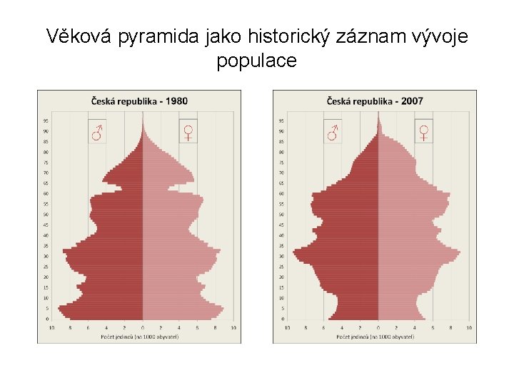 Věková pyramida jako historický záznam vývoje populace 