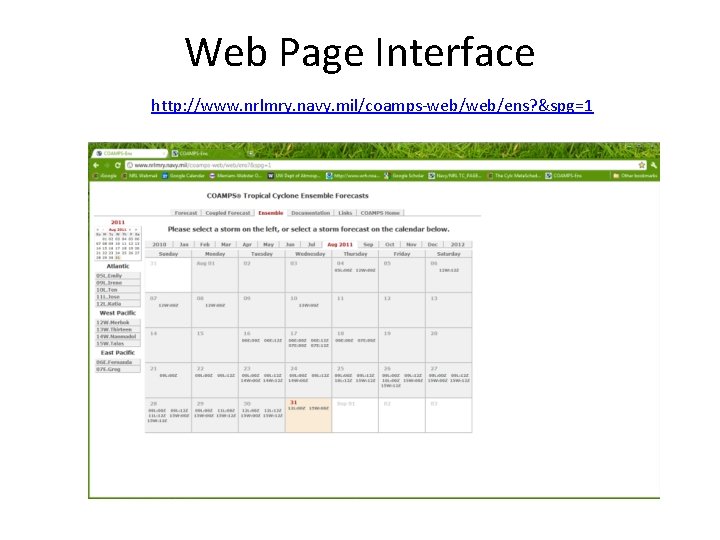 Web Page Interface http: //www. nrlmry. navy. mil/coamps-web/ens? &spg=1 
