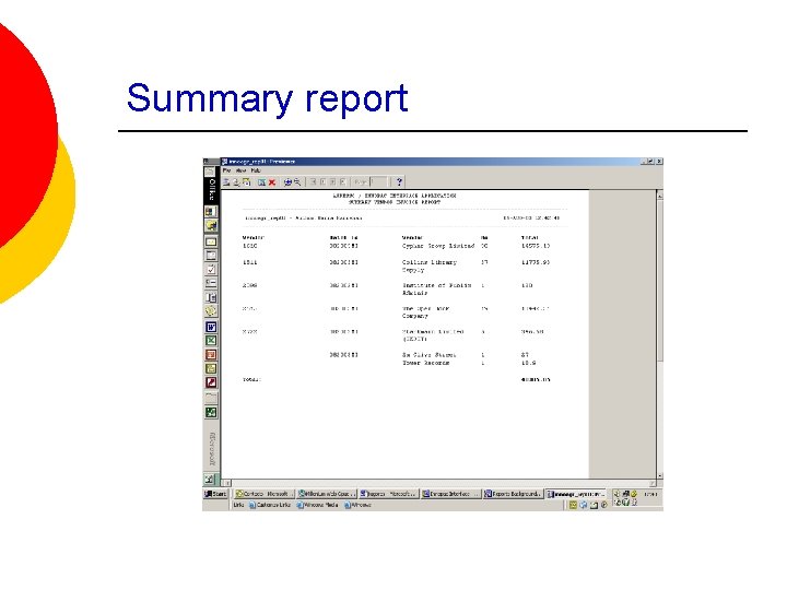 Summary report 