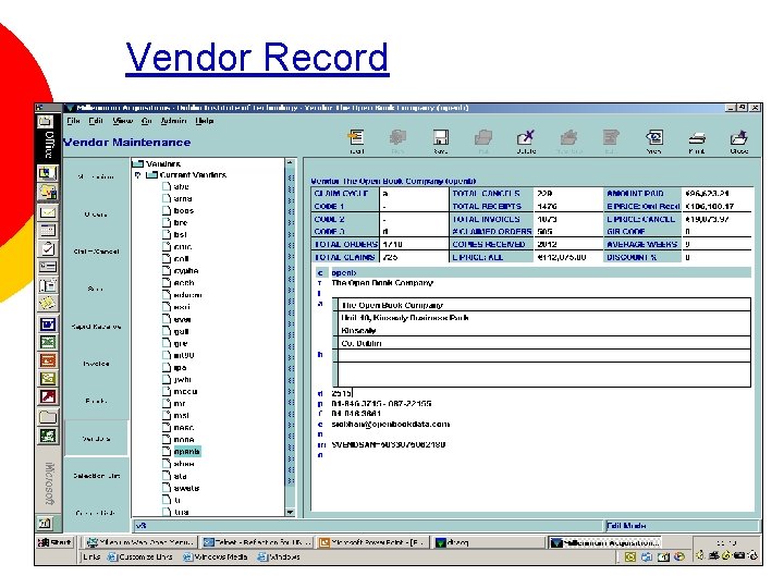 Vendor Record 