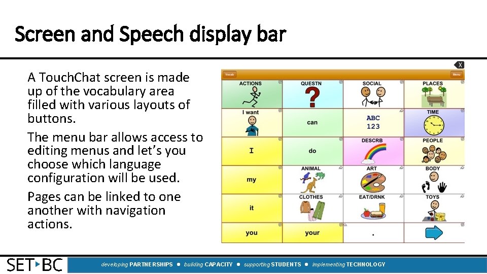 Screen and Speech display bar A Touch. Chat screen is made up of the