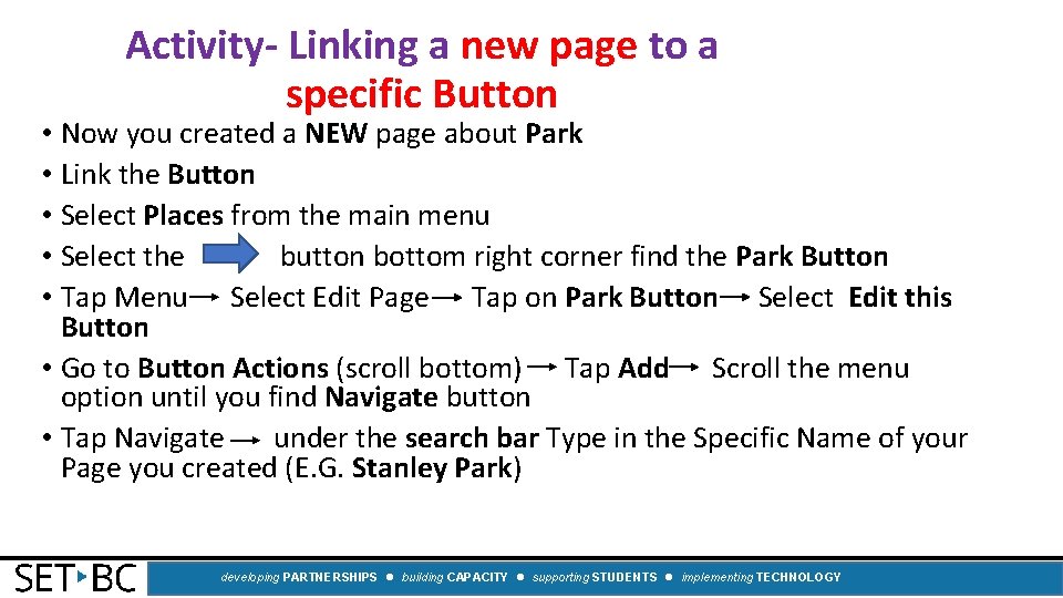 Activity- Linking a new page to a specific Button • Now you created a