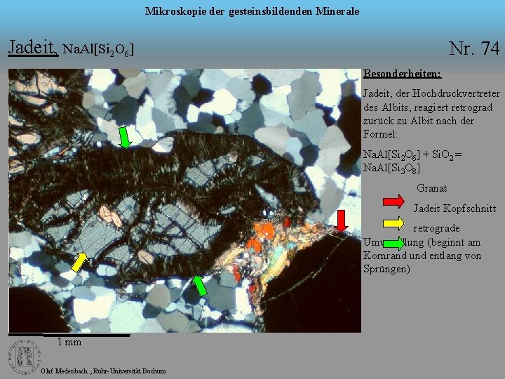 Mikroskopie der gesteinsbildenden Minerale Jadeit, Na. Al[Si 2 O 6] Nr. 74 Besonderheiten: Jadeit,