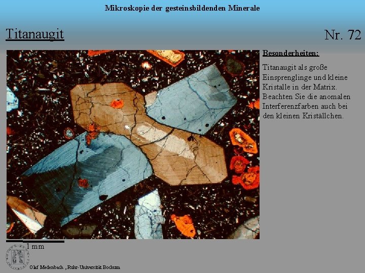 Mikroskopie der gesteinsbildenden Minerale Titanaugit Nr. 72 Besonderheiten: Titanaugit als große Einsprenglinge und kleine