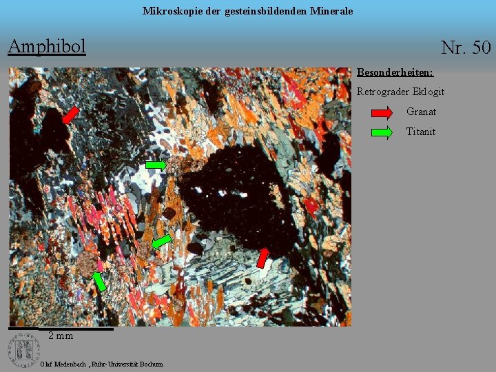 Mikroskopie der gesteinsbildenden Minerale Amphibol Nr. 50 Besonderheiten: Retrograder Eklogit Granat Titanit 2 mm