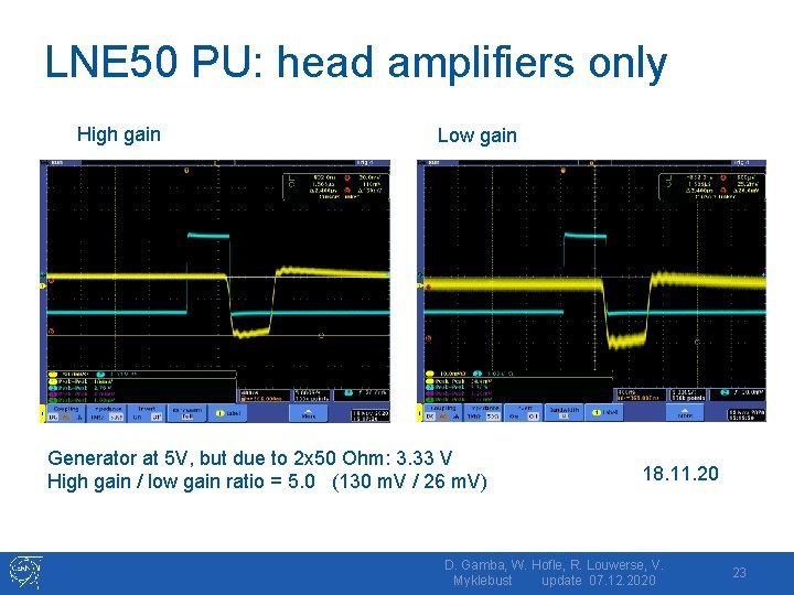 LNE 50 PU: head amplifiers only High gain Low gain Generator at 5 V,