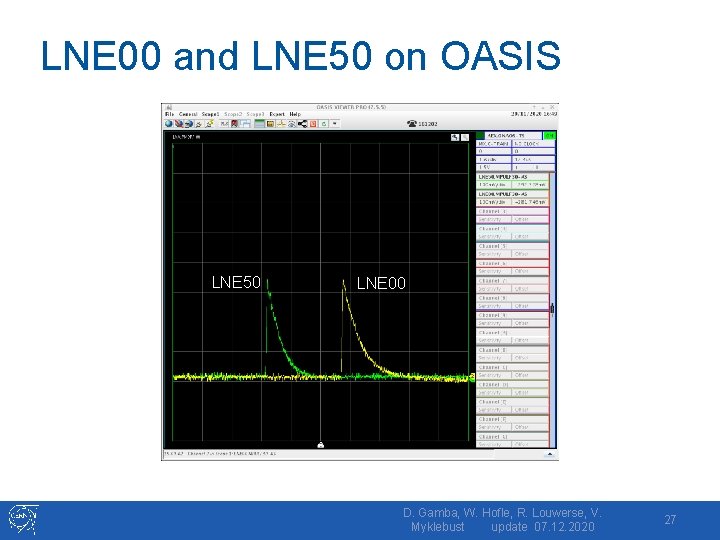 LNE 00 and LNE 50 on OASIS LNE 50 LNE 00 D. Gamba, W.