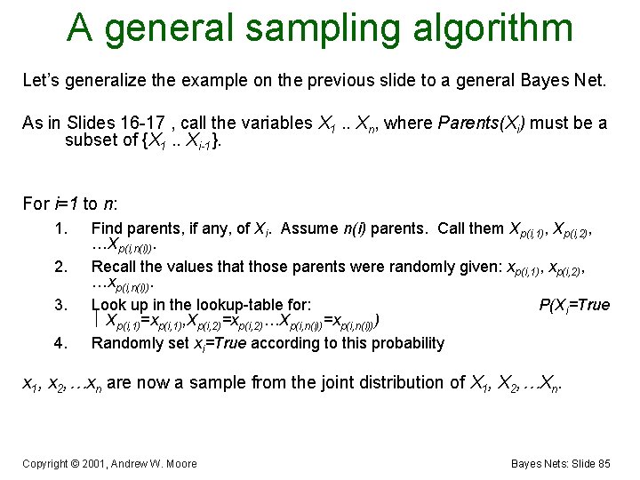 A general sampling algorithm Let’s generalize the example on the previous slide to a