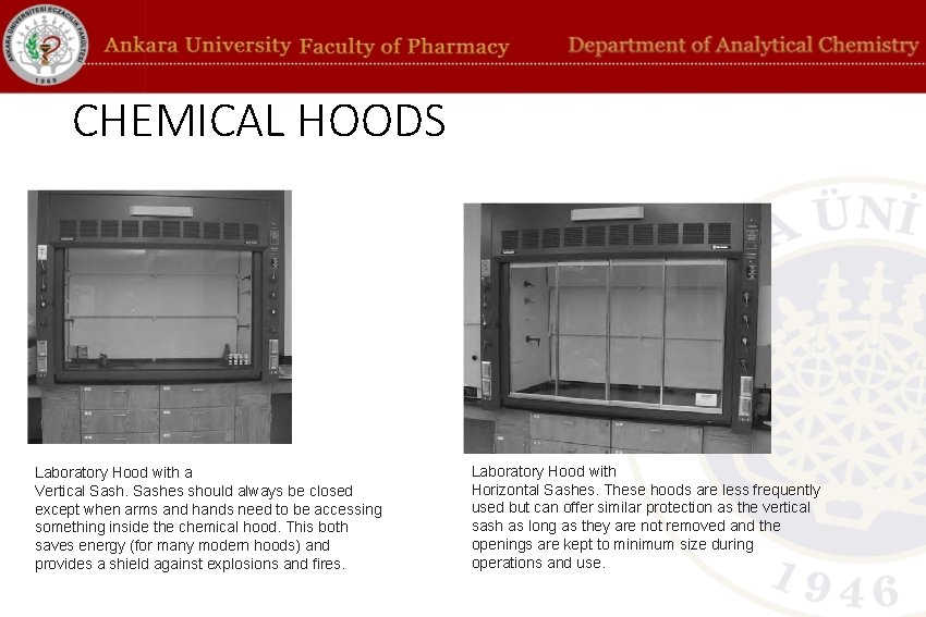 CHEMICAL HOODS Laboratory Hood with a Vertical Sashes should always be closed except when