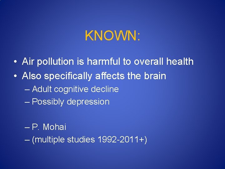 Social Genomics II Air Pollution and the Brain
