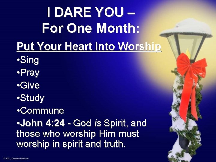 I DARE YOU – For One Month: Put Your Heart Into Worship • Sing