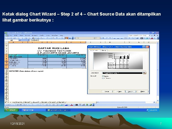 Kotak dialog Chart Wizard – Step 2 of 4 – Chart Source Data akan