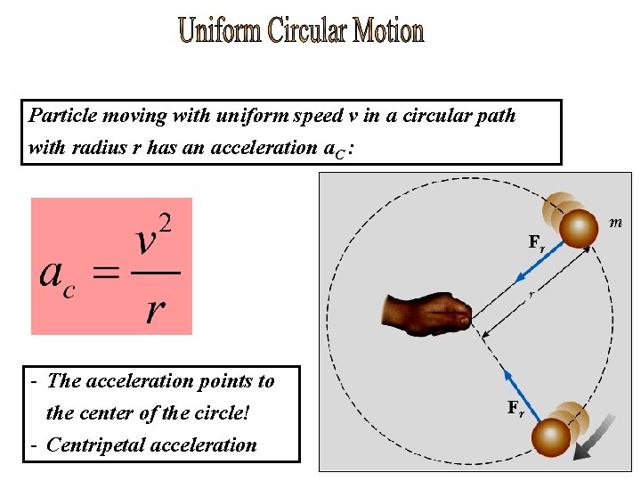 Particle moving with uniform speed v in a circular path with radius r has