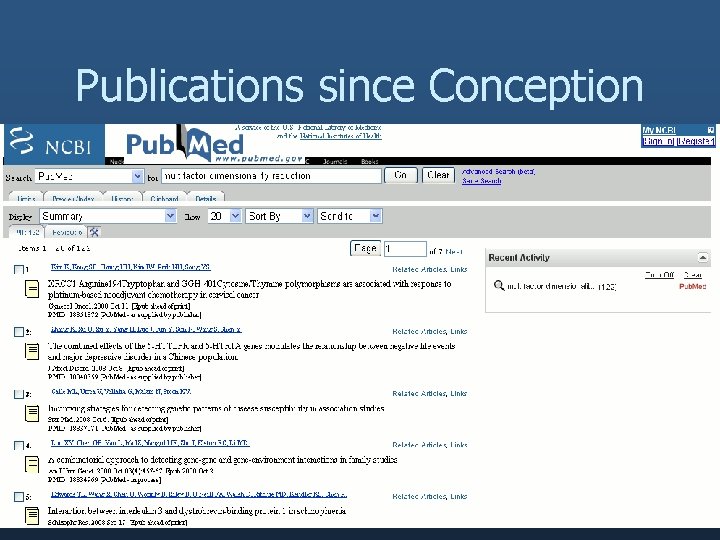 Publications since Conception 