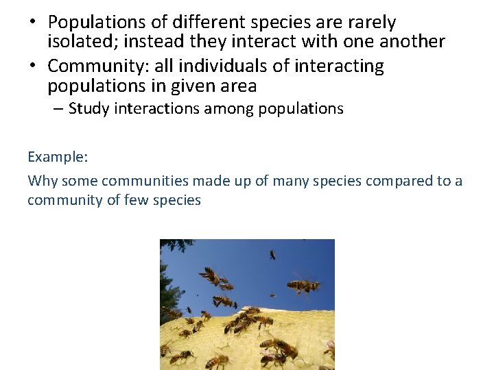  • Populations of different species are rarely isolated; instead they interact with one