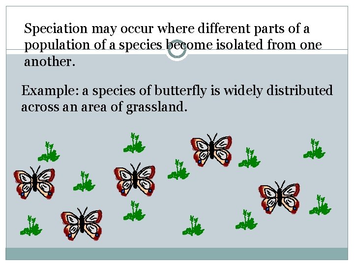 Speciation may occur where different parts of a population of a species become isolated