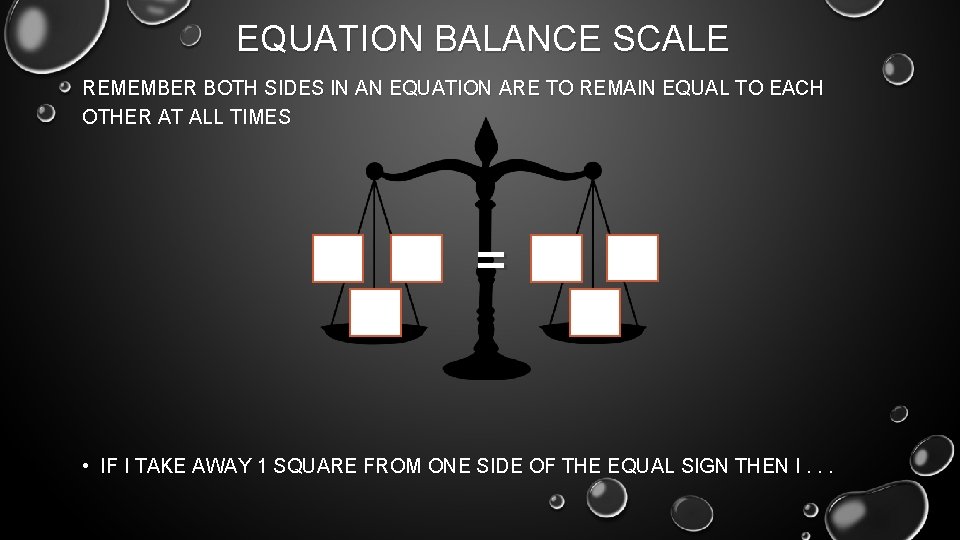 BALANCING EQUATIONS GRADE 6 UNIT 5 OBJECTIVE I