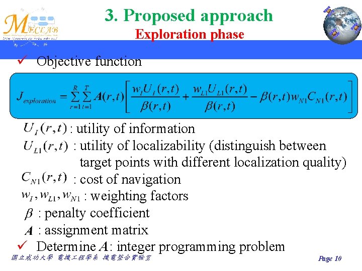 3. Proposed approach Exploration phase ü Objective function : utility of information : utility