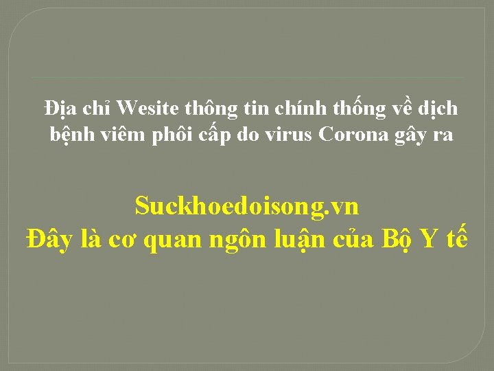 Địa chỉ Wesite thông tin chính thống về dịch bệnh viêm phôi cấp do