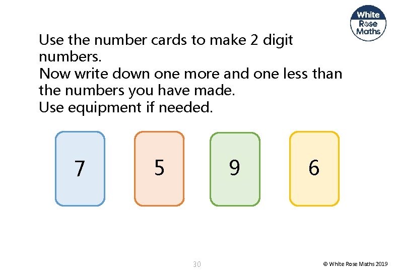 Use the number cards to make 2 digit numbers. Now write down one more