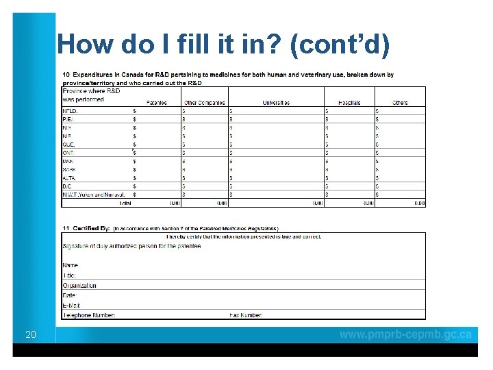 How do I fill it in? (cont’d) 20 