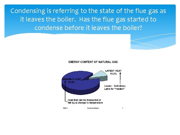 Condensing is referring to the state of the flue gas as it leaves the