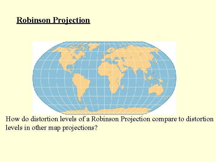 Robinson Projection How do distortion levels of a Robinson Projection compare to distortion levels