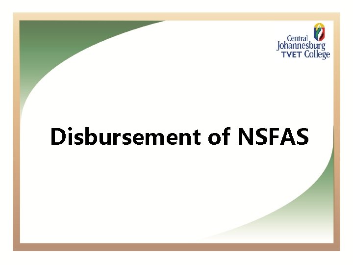Disbursement of NSFAS 