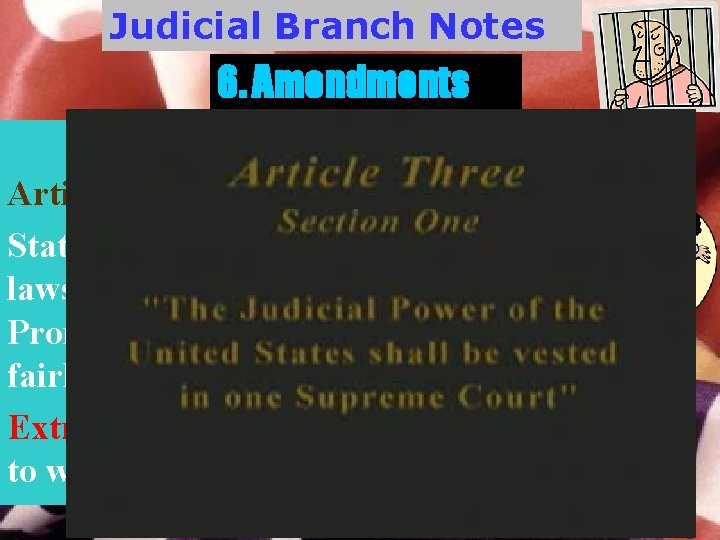 Judicial Branch Notes 6. Amendments Articles # 4 - 7 Article 4 - Relations
