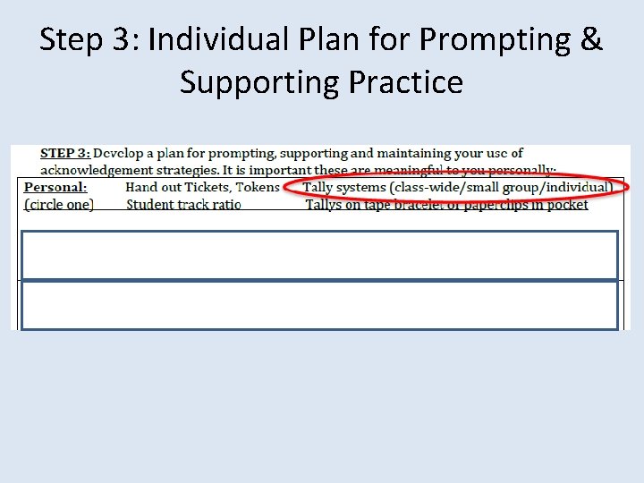 Step 3: Individual Plan for Prompting & Supporting Practice 