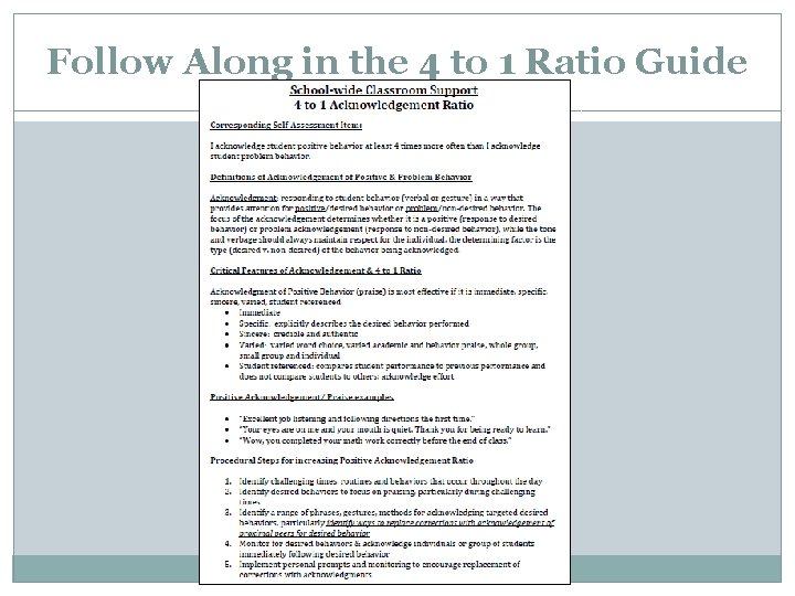 Follow Along in the 4 to 1 Ratio Guide 