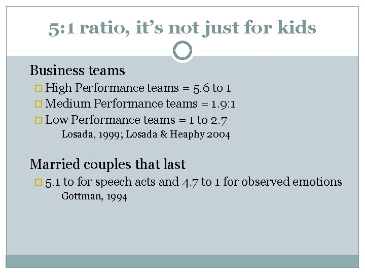 5: 1 ratio, it’s not just for kids n Business teams ¨ High Performance