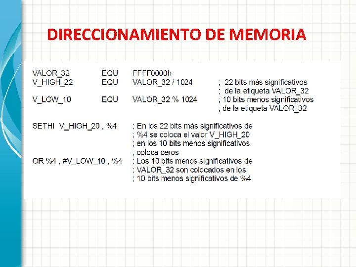 DIRECCIONAMIENTO DE MEMORIA 