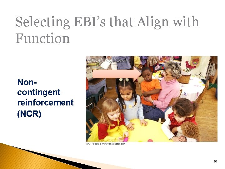 Selecting EBI’s that Align with Function Noncontingent reinforcement (NCR) 36 