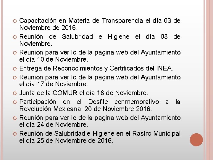  Capacitación en Materia de Transparencia el día 03 de Noviembre de 2016. Reunión
