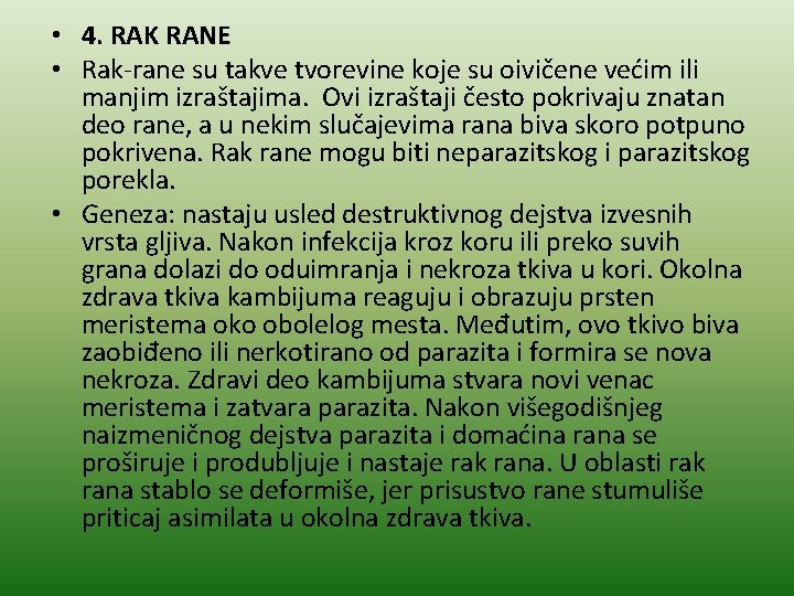  • 4. RAK RANE • Rak-rane su takve tvorevine koje su oivičene većim