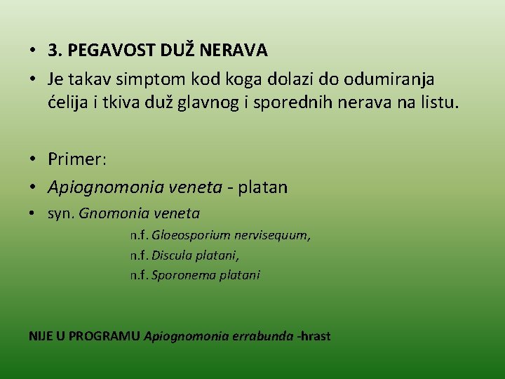  • 3. PEGAVOST DUŽ NERAVA • Je takav simptom kod koga dolazi do