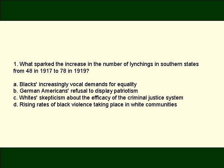 1. What sparked the increase in the number of lynchings in southern states from