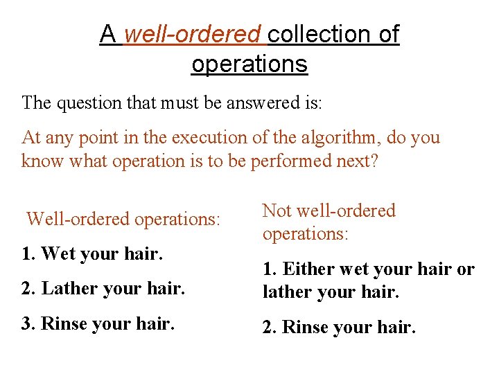 A well-ordered collection of operations The question that must be answered is: At any A well-ordered collection of operations The question that must be answered is: At any