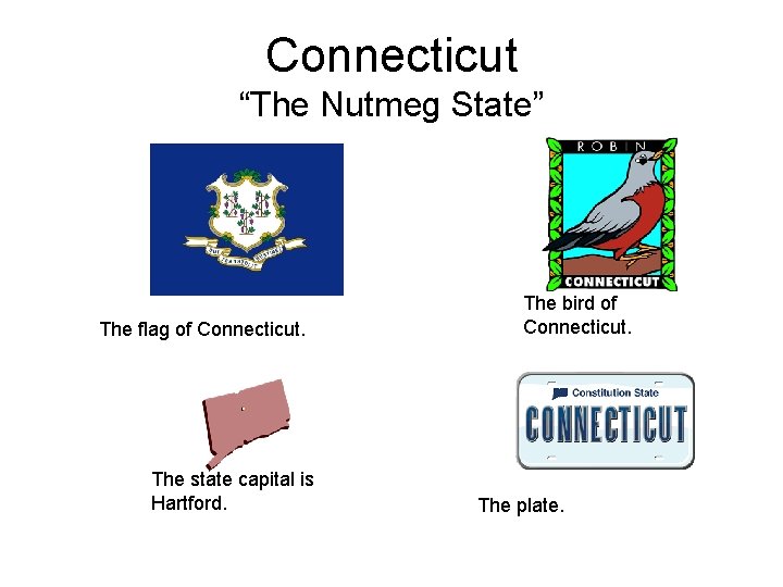 Connecticut “The Nutmeg State” The flag of Connecticut. The state capital is Hartford. The