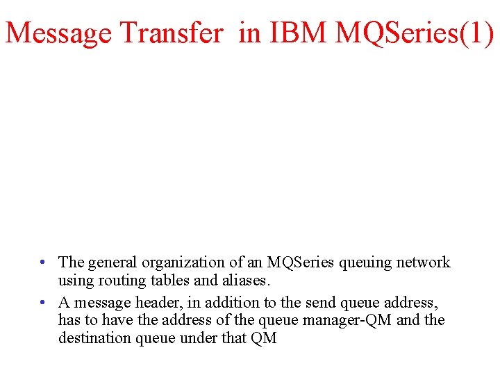 Message Transfer in IBM MQSeries(1) • The general organization of an MQSeries queuing network