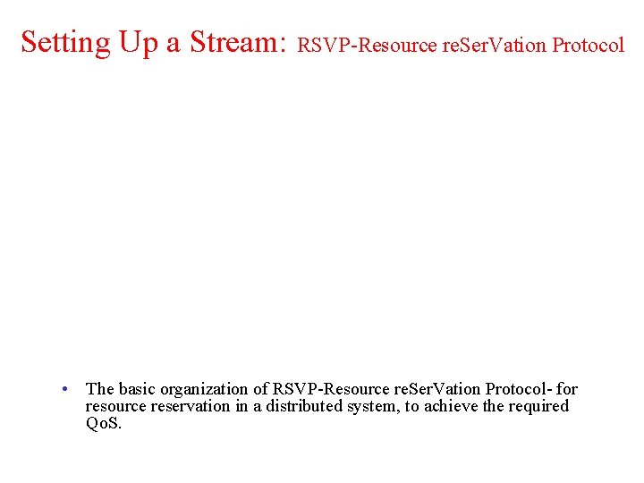 Setting Up a Stream: RSVP-Resource re. Ser. Vation Protocol • The basic organization of