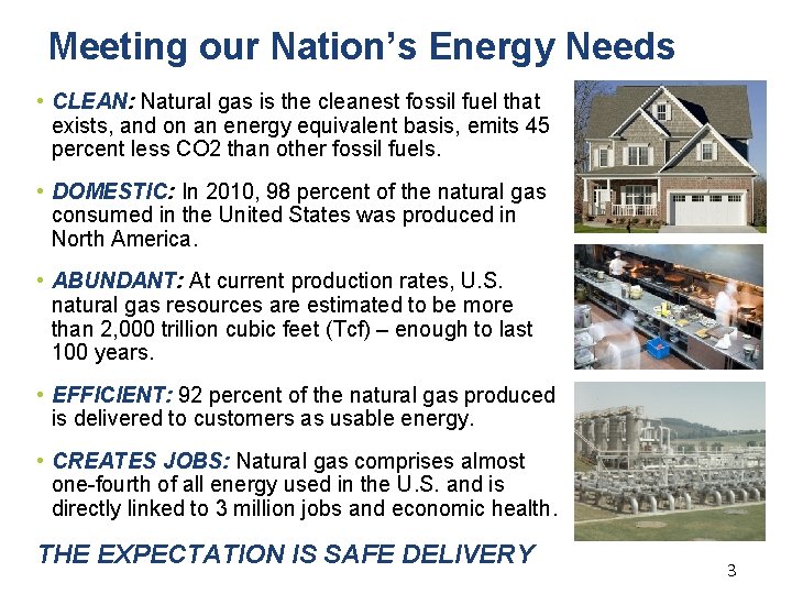 Meeting our Nation’s Energy Needs • CLEAN: Natural gas is the cleanest fossil fuel