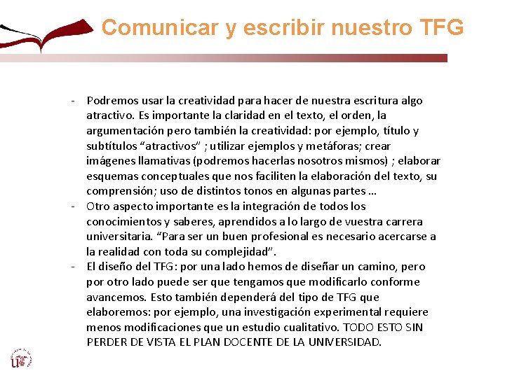 Comunicar y escribir nuestro TFG - Podremos usar la creatividad para hacer de nuestra