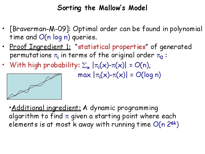 Sorting the Mallow’s Model • [Braverman-M-09]: Optimal order can be found in polynomial time