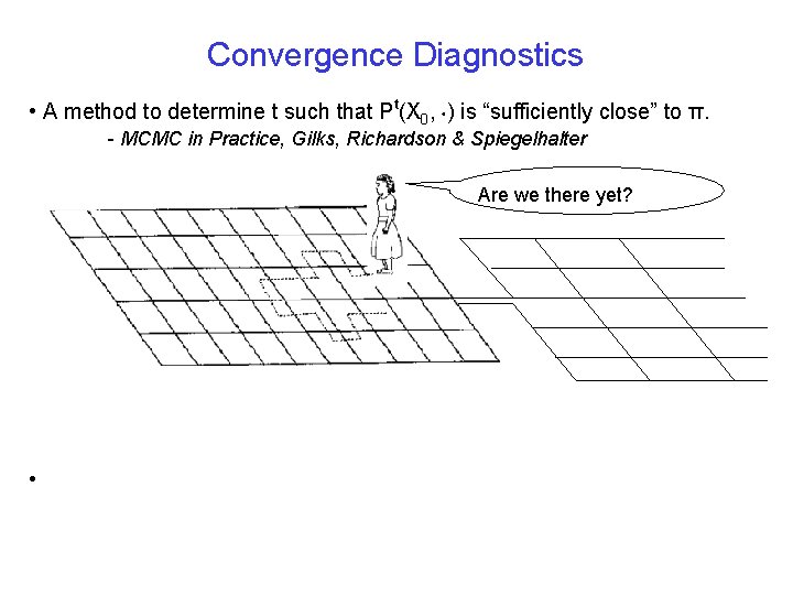Convergence Diagnostics • A method to determine t such that Pt(X 0, ) is