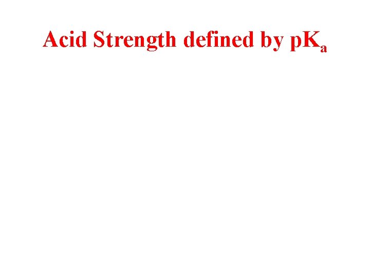 Acid Strength defined by p. Ka 
